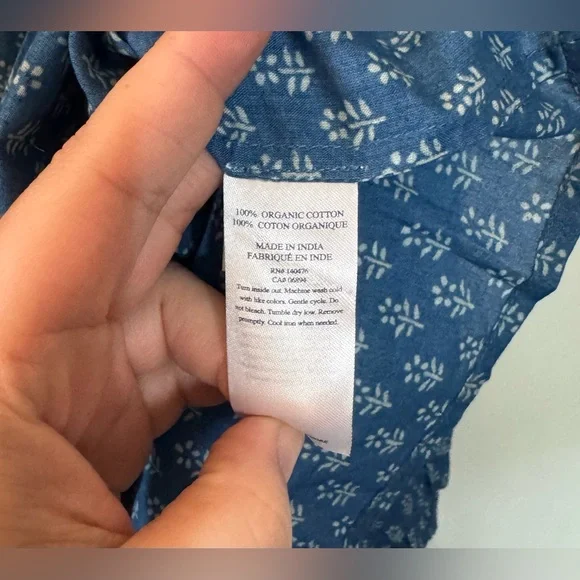 Faherty Women’s Navy Lyla Organic Cotton Floral Drop Shoulder Top Blouse - XL - Picture 6 of 11